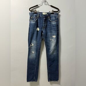 Sandro New Droit Mid Rise Straight‎ Dark Wash Distressed Jeans Women’s Jeans 29